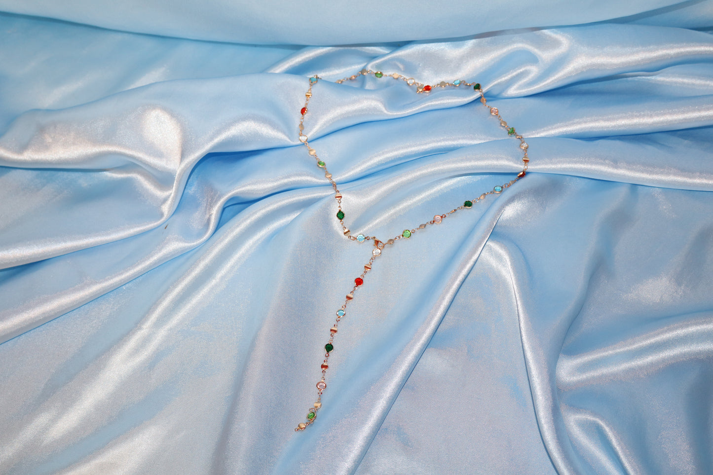 Gold colorful stone necklace/ waist chain