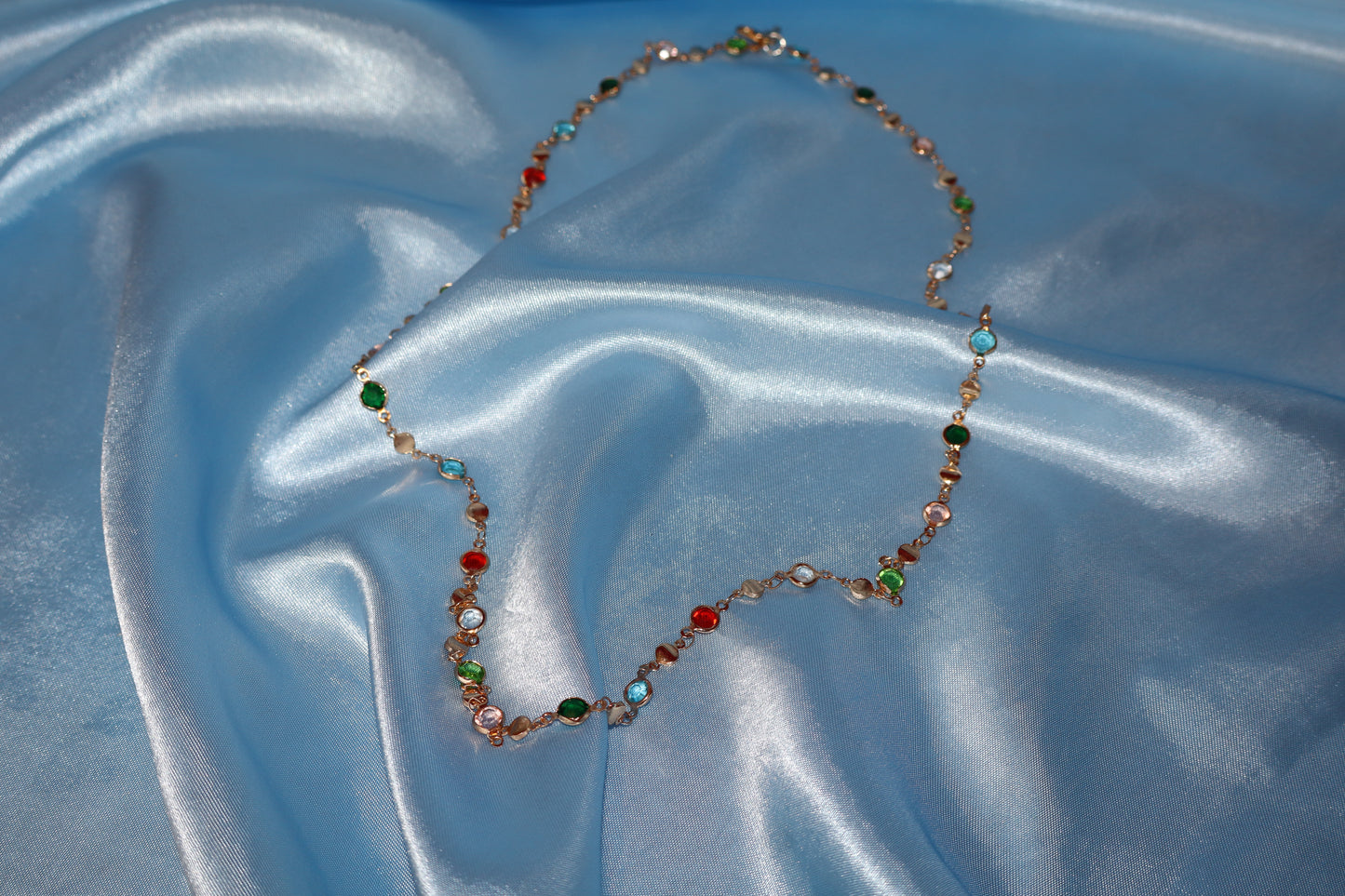 Gold colorful stone necklace/ waist chain