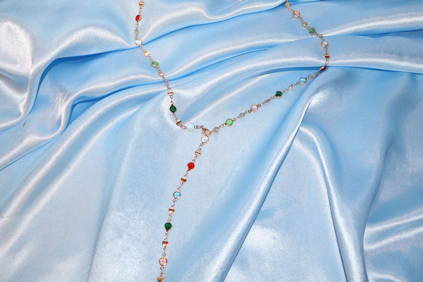 Gold colorful stone necklace/ waist chain