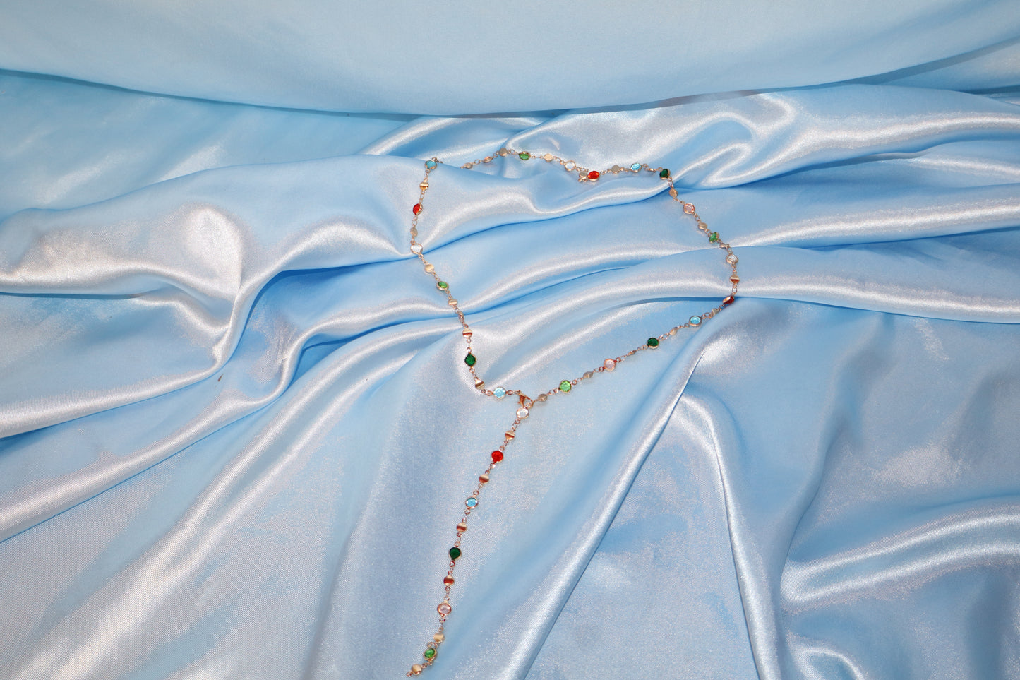 Gold colorful stone necklace/ waist chain
