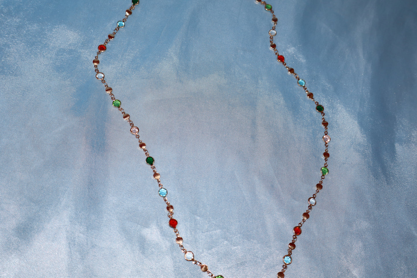 Gold colorful stone necklace/ waist chain