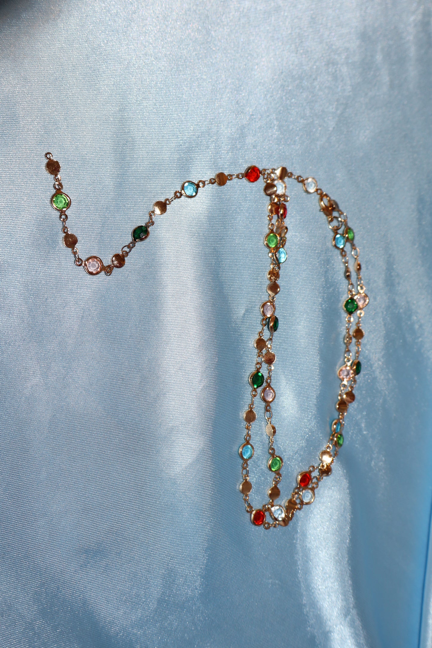 Gold colorful stone necklace/ waist chain