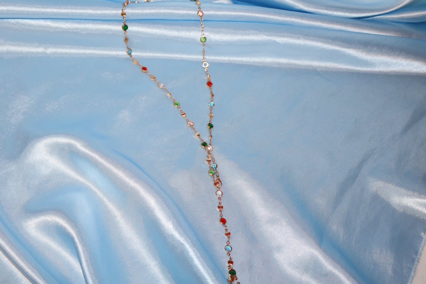 Gold colorful stone necklace/ waist chain