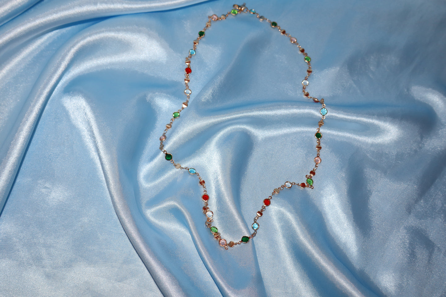 Gold colorful stone necklace/ waist chain