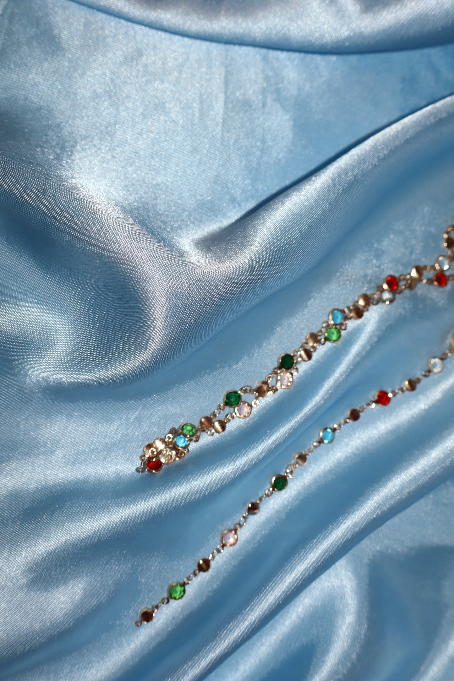 Gold colorful stone necklace/ waist chain