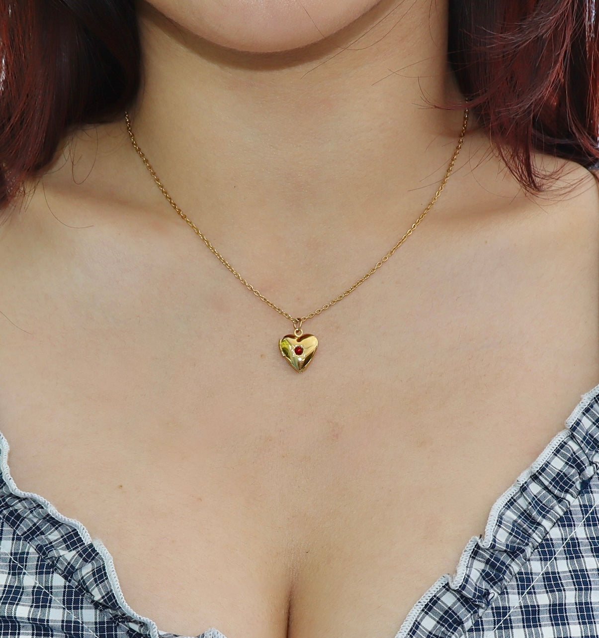 18K gold plated mini locket in red