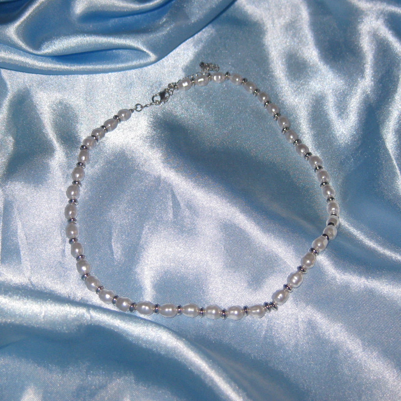 silver pearl beaded necklace