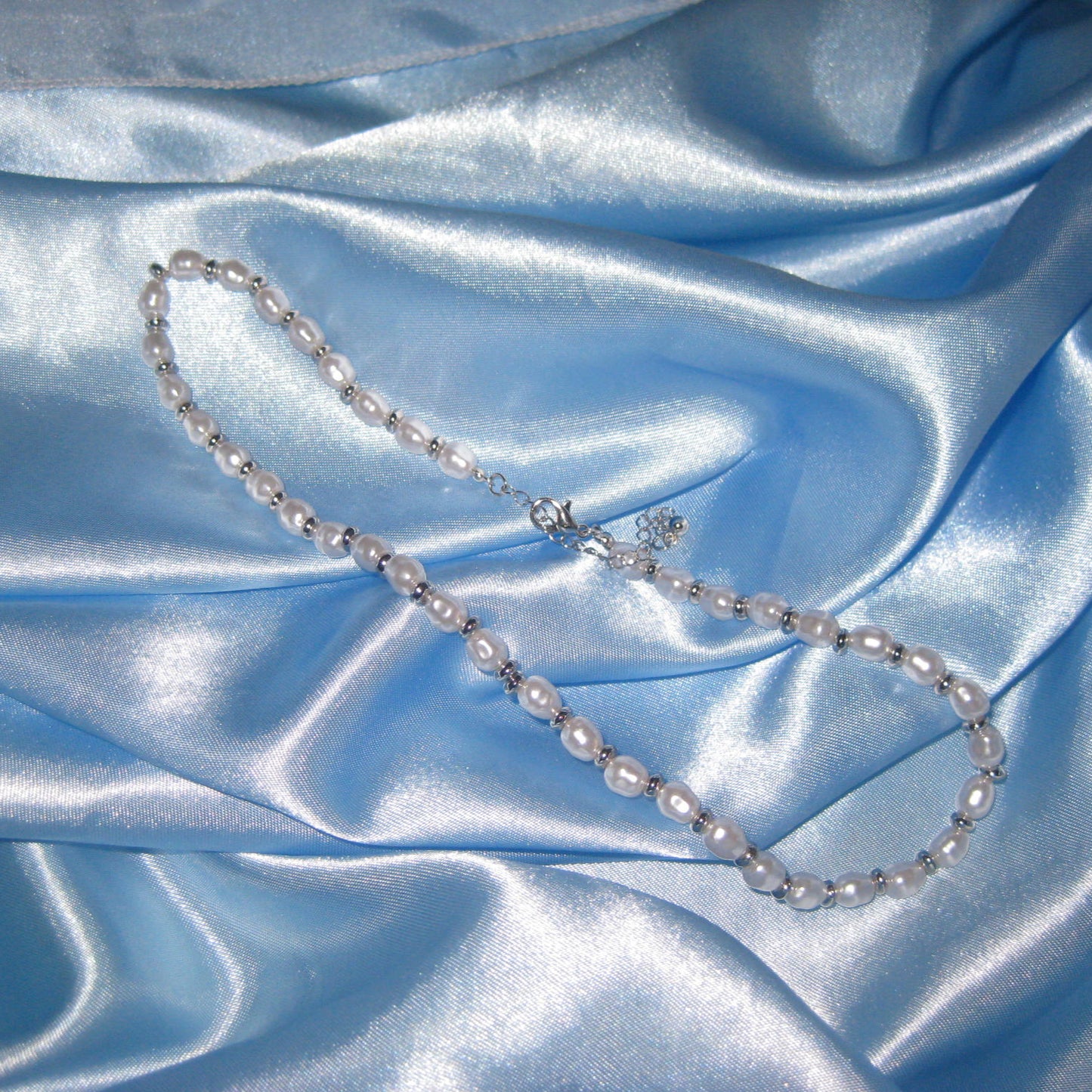 silver pearl beaded necklace