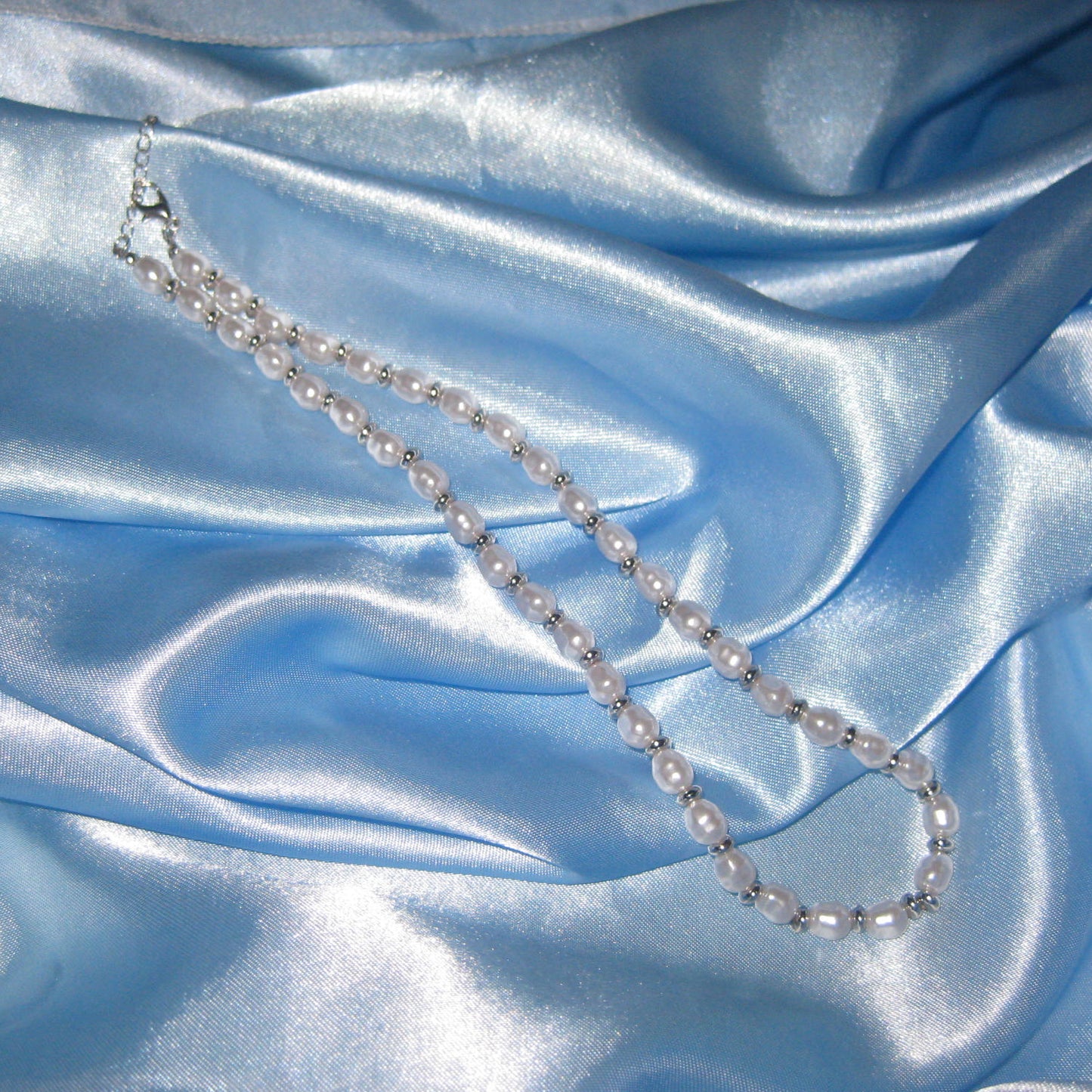 silver pearl beaded necklace
