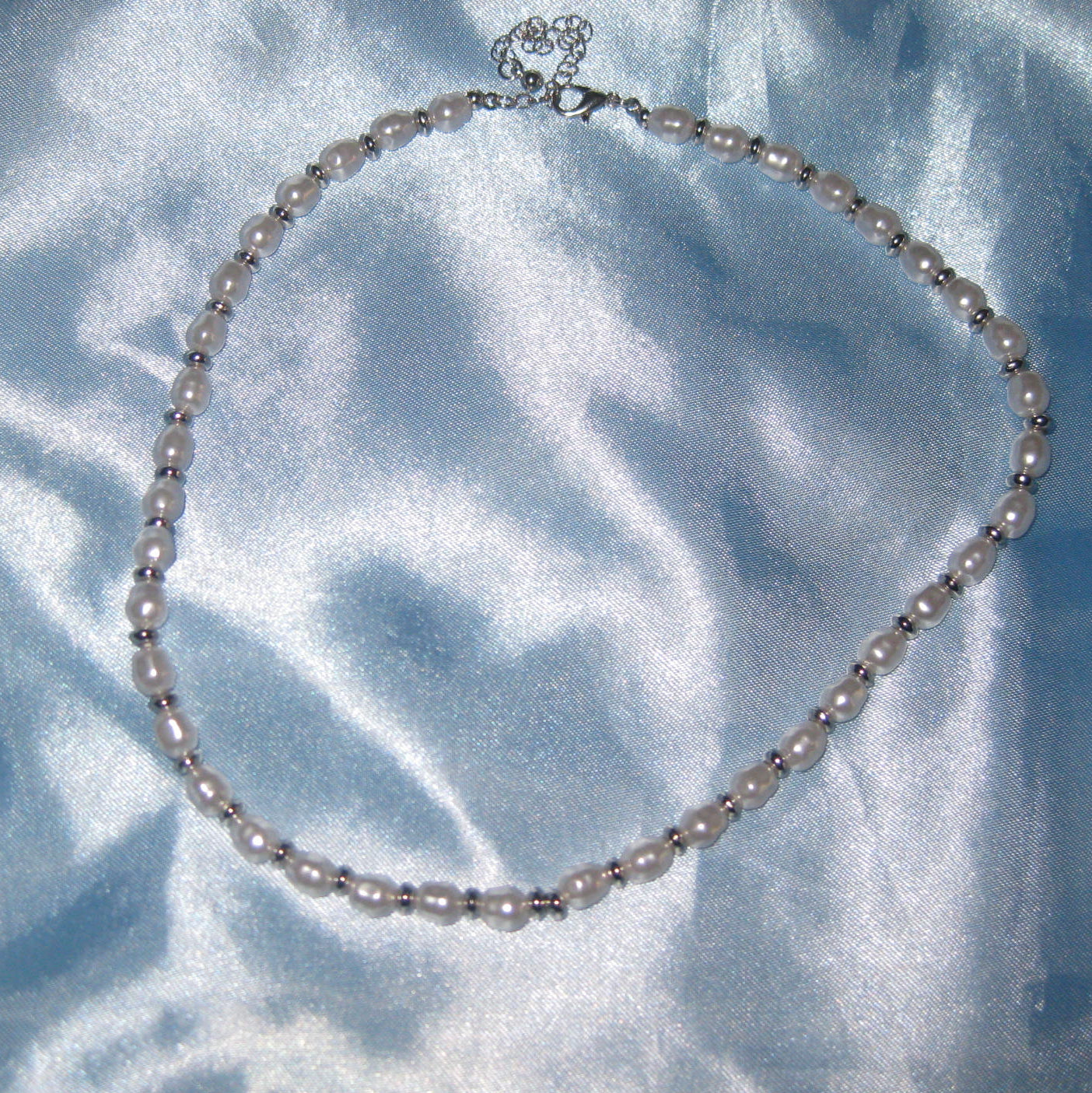 silver pearl beaded necklace