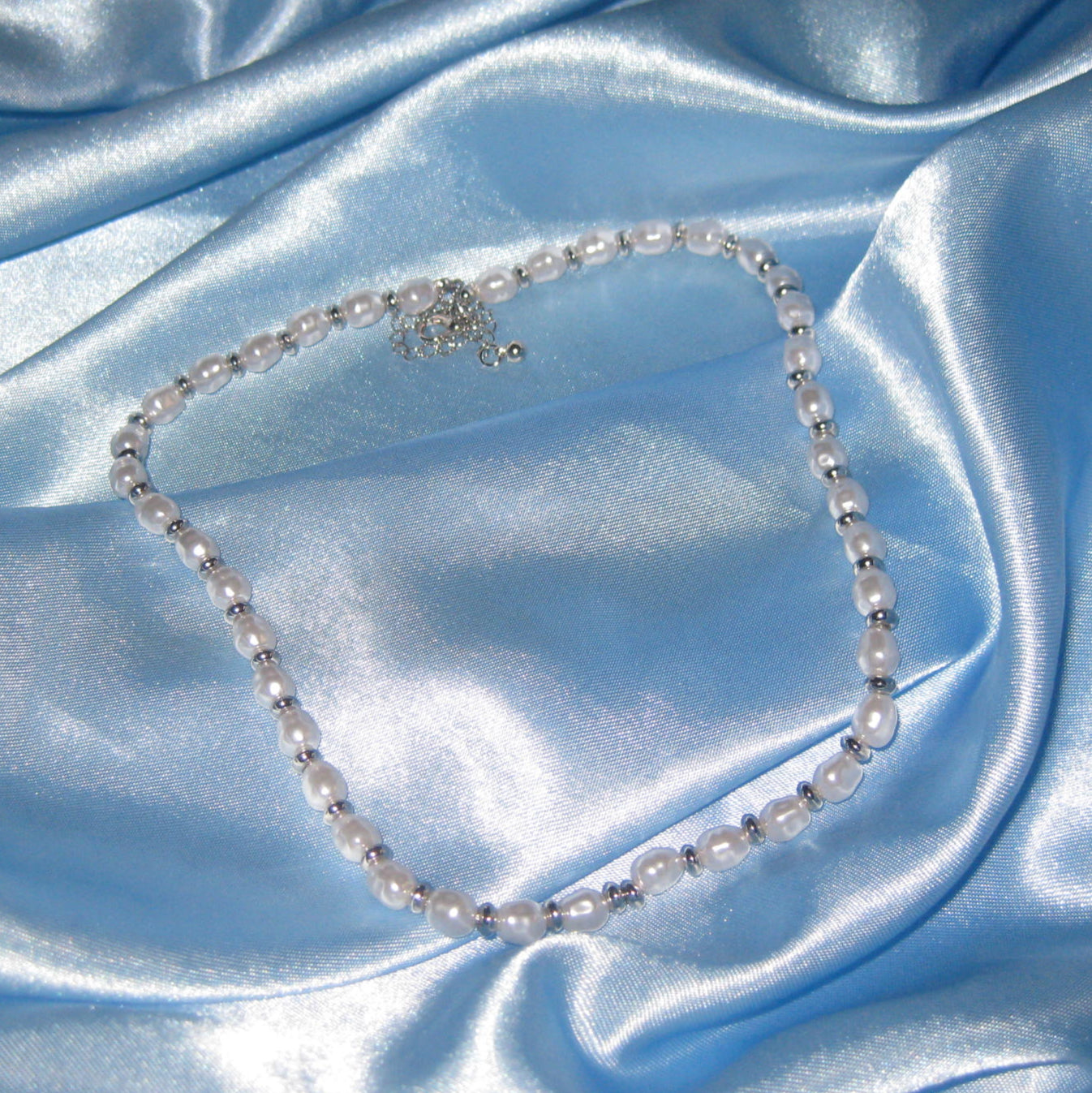 silver pearl beaded necklace