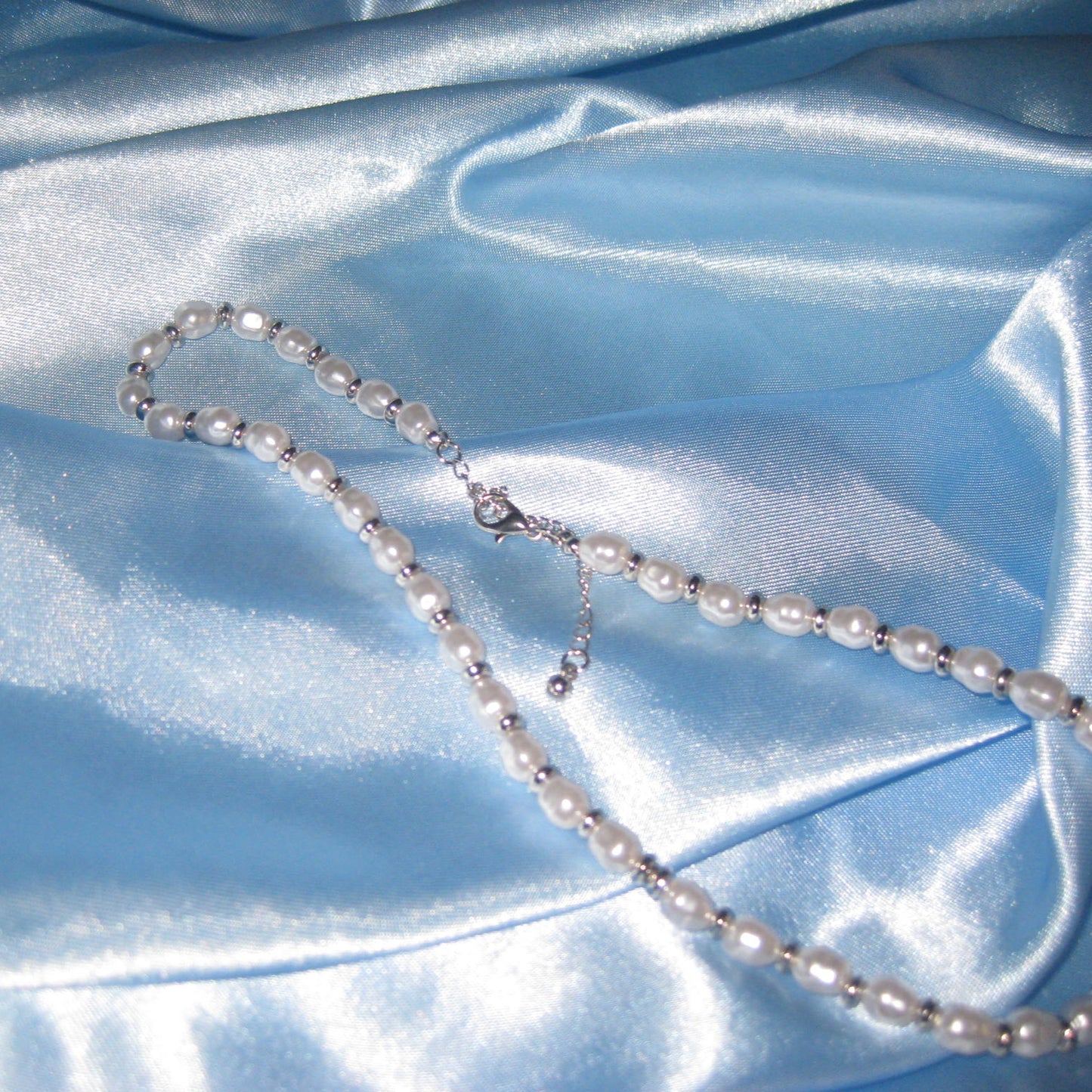 silver pearl beaded necklace