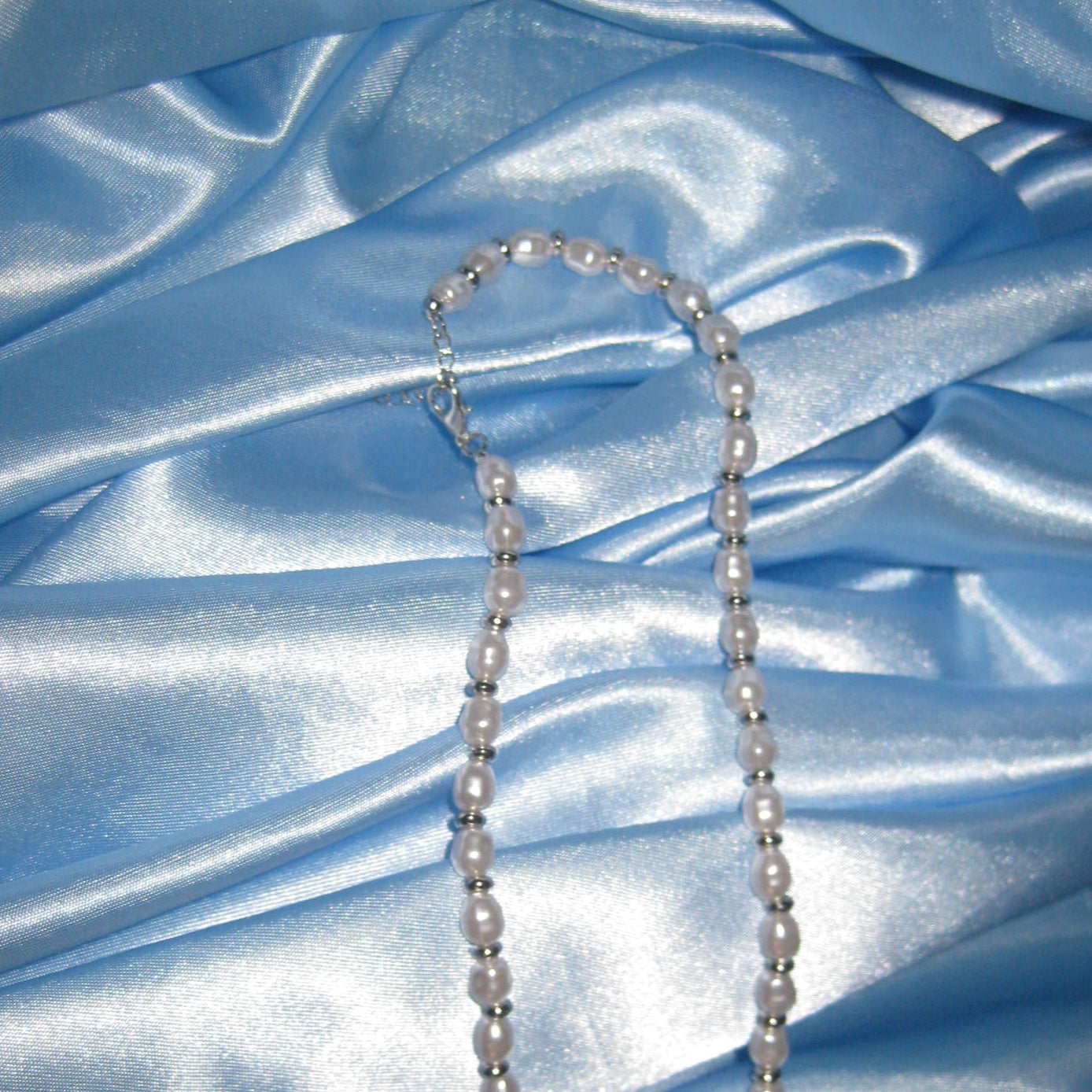 silver pearl beaded necklace