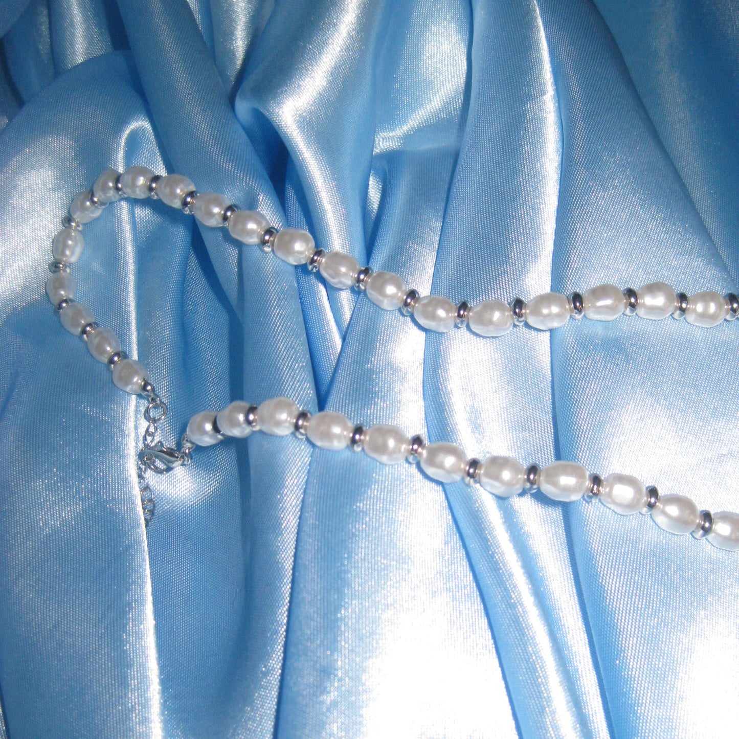 silver pearl beaded necklace