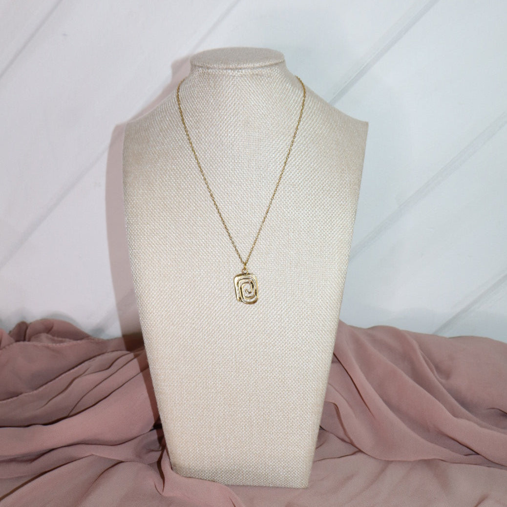 rectangle spiral necklace in gold