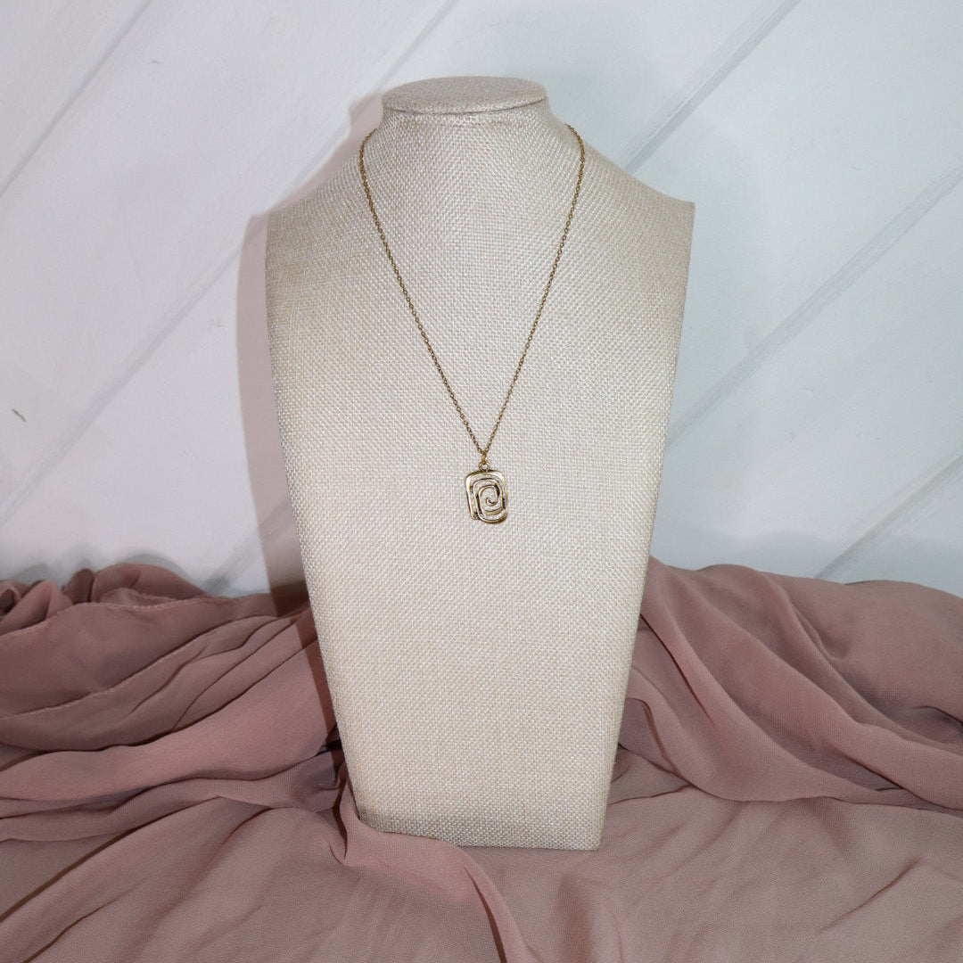 rectangle spiral necklace in gold