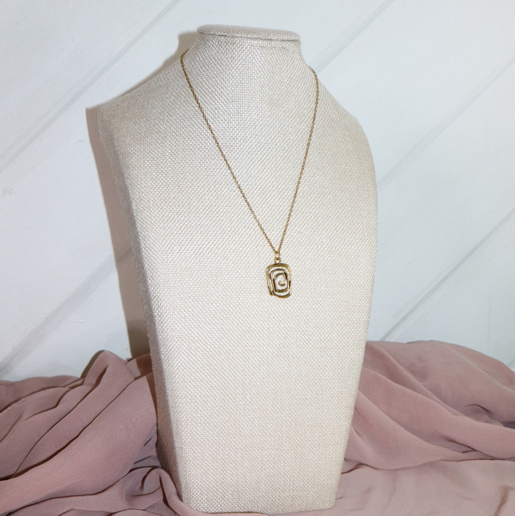 rectangle spiral necklace in gold
