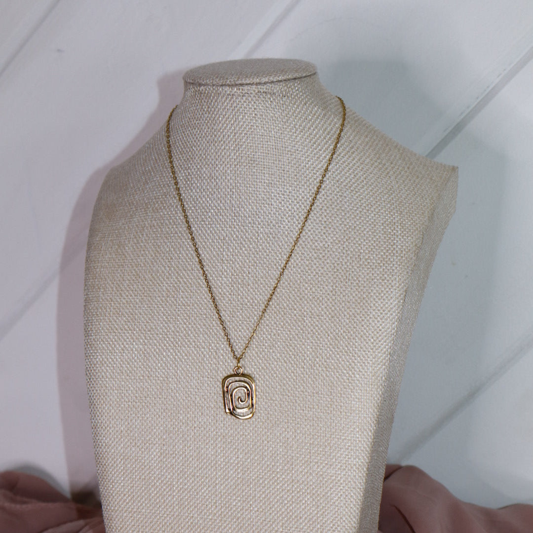 rectangle spiral necklace in gold