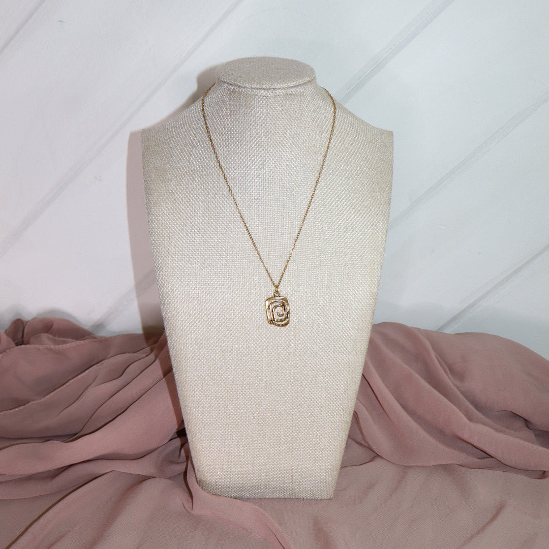 rectangle spiral necklace in gold