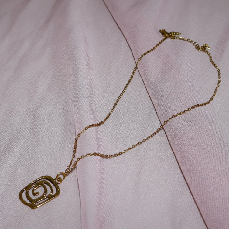 rectangle spiral necklace in gold