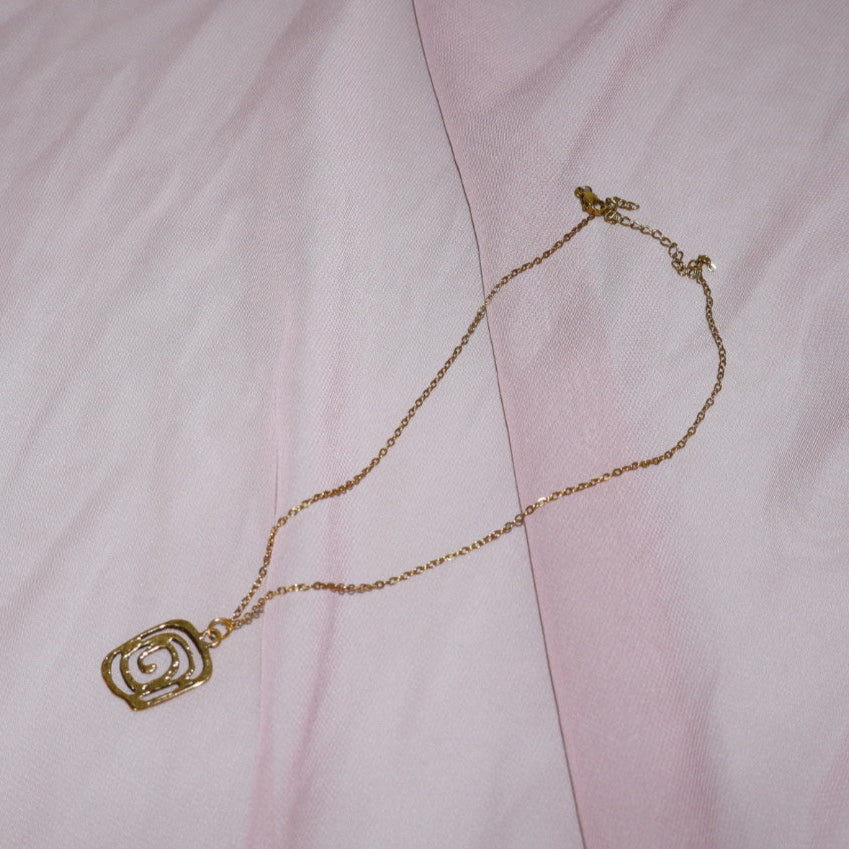 rectangle spiral necklace in gold