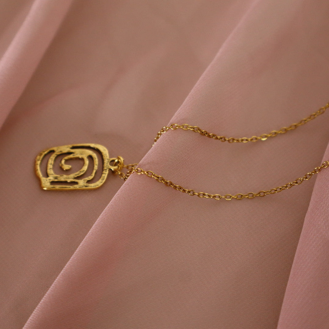 rectangle spiral necklace in gold