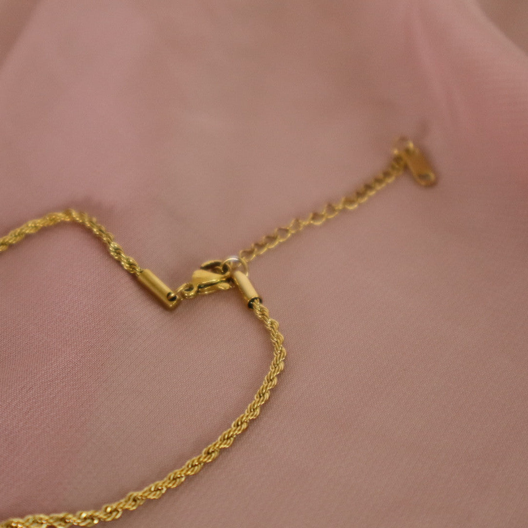 18k gold plated black stone necklace