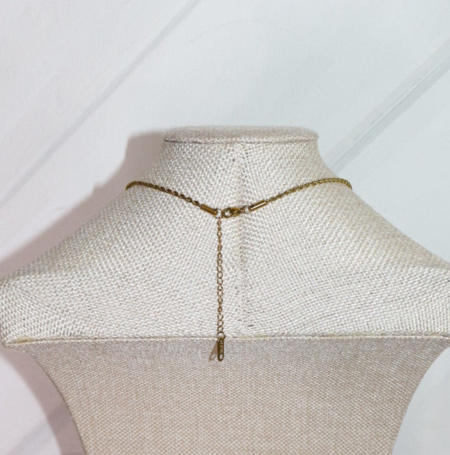 18k gold plated black stone necklace