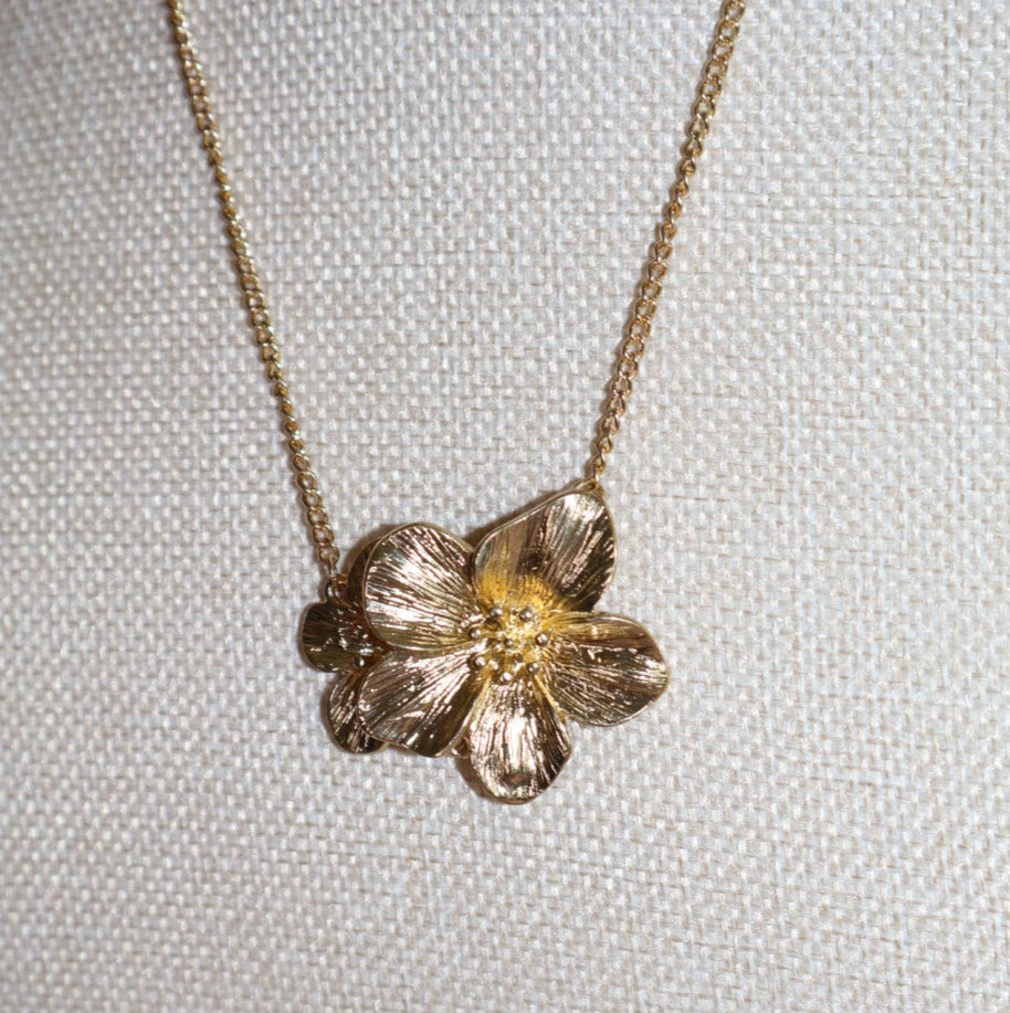 double flower gold necklace