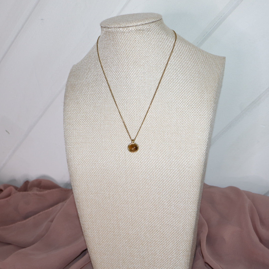 18k gold plated tigers eye mini necklace