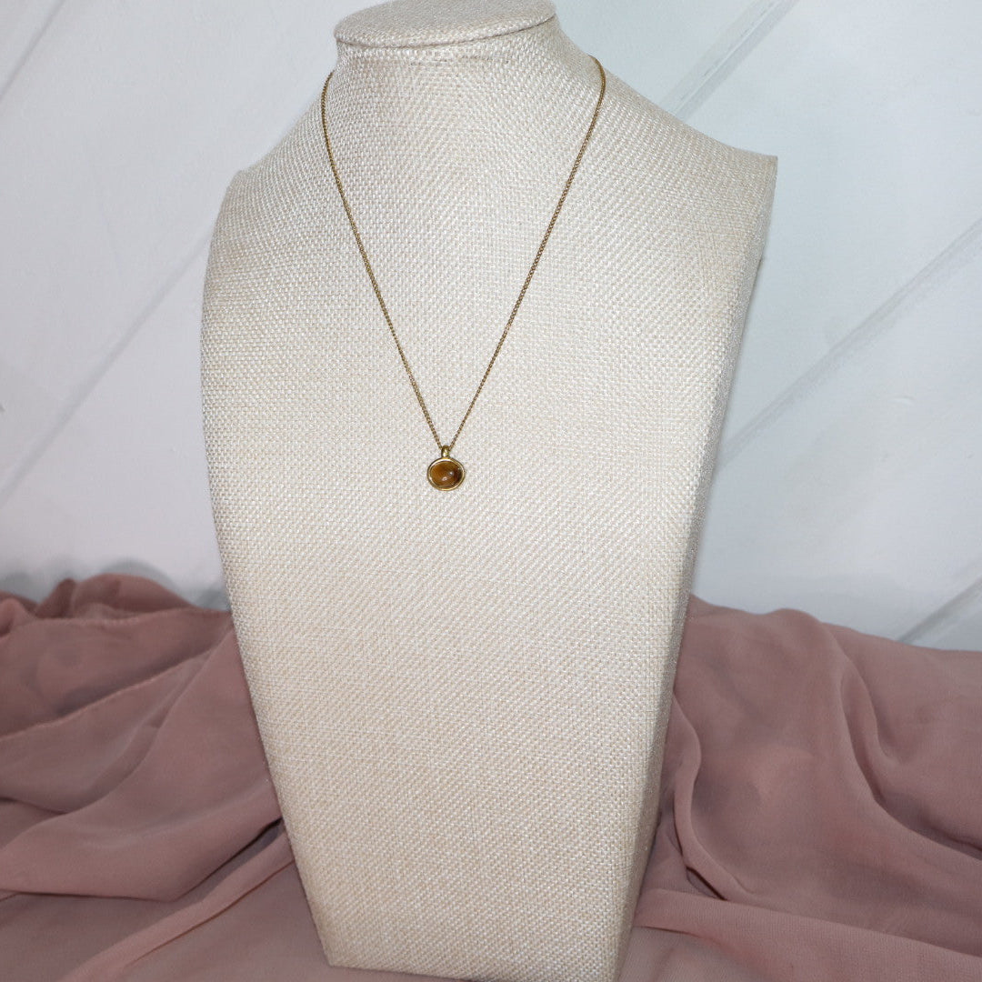 18k gold plated tigers eye mini necklace
