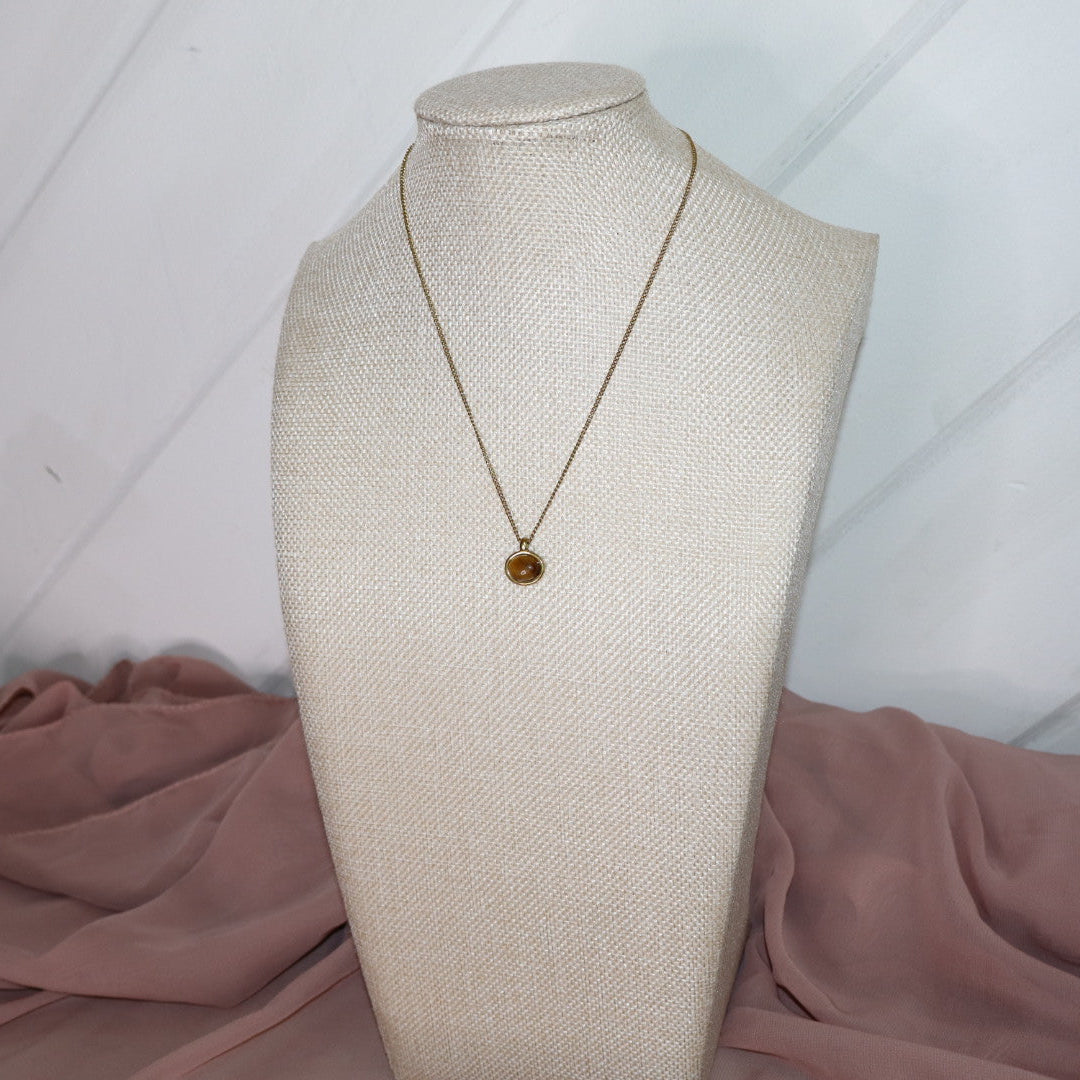 18k gold plated tigers eye mini necklace