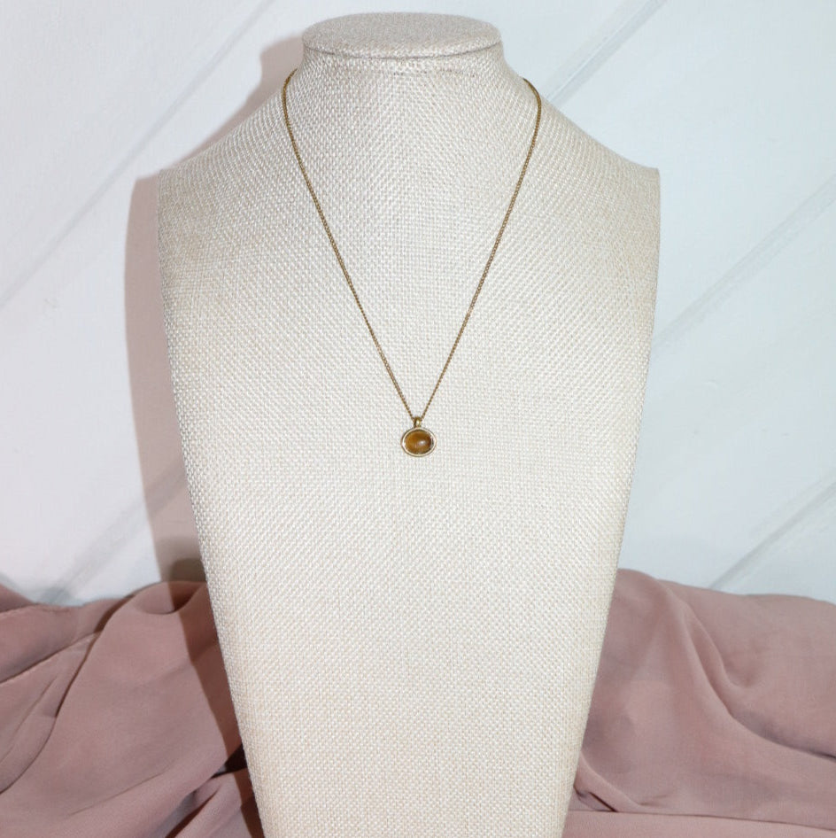 18k gold plated tigers eye mini necklace