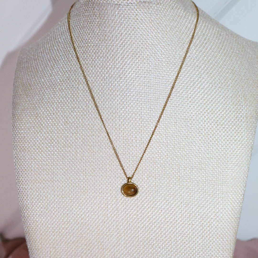 18k gold plated tigers eye mini necklace