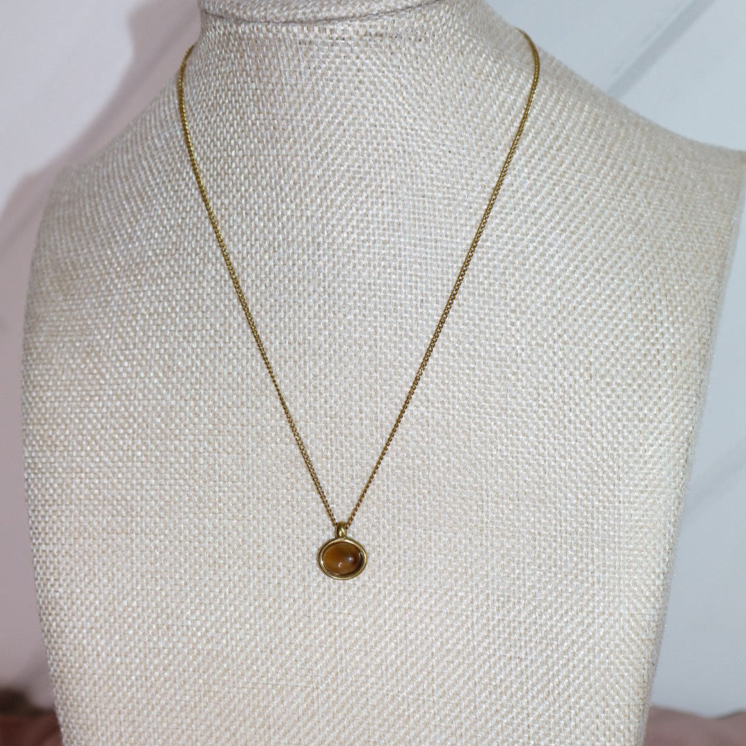 18k gold plated tigers eye mini necklace