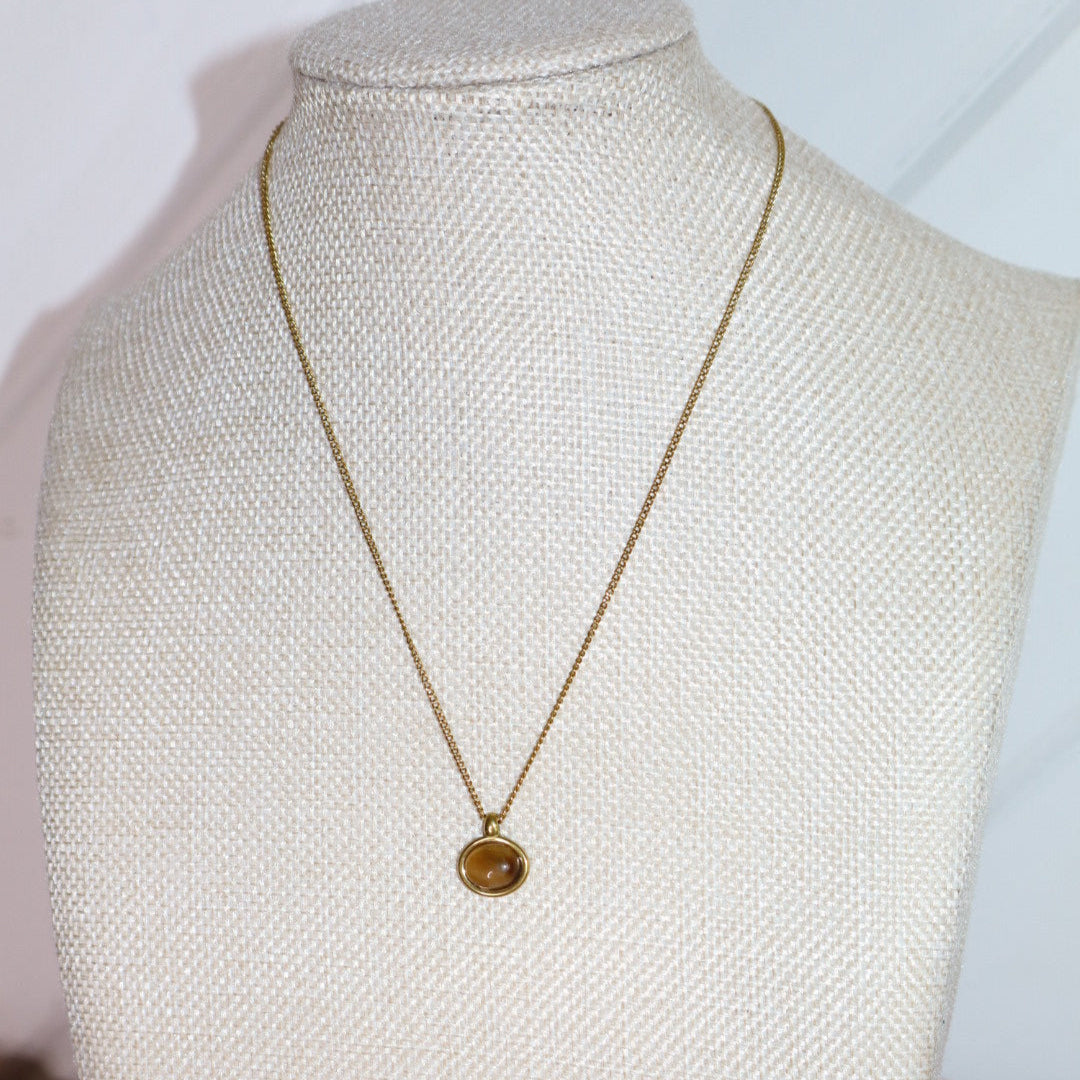 18k gold plated tigers eye mini necklace