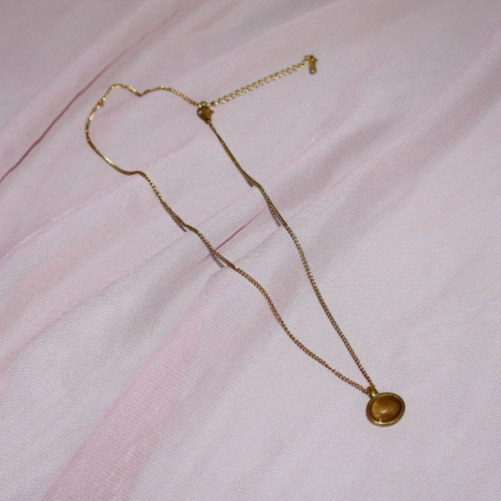 18k gold plated tigers eye mini necklace