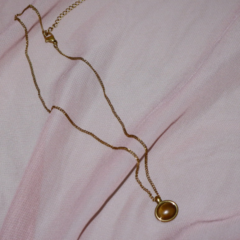 18k gold plated tigers eye mini necklace