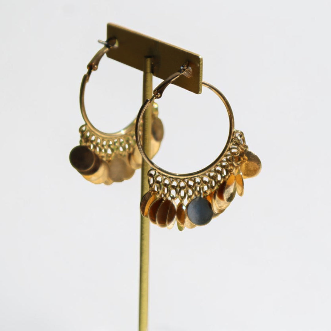 Golden 2000's Coin Hoop Earrings