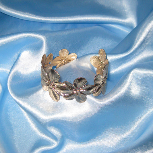 flower golden bangle arm cuff/bracelet