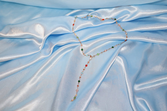 Gold colorful stone necklace/ waist chain