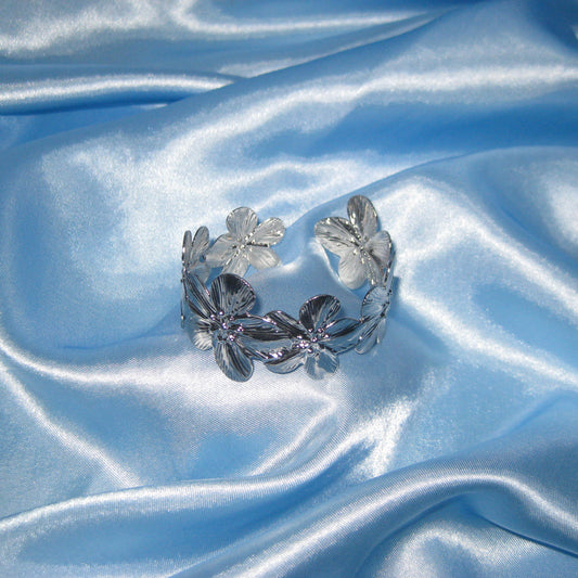 silver flower bangle arm cuff/bracelet