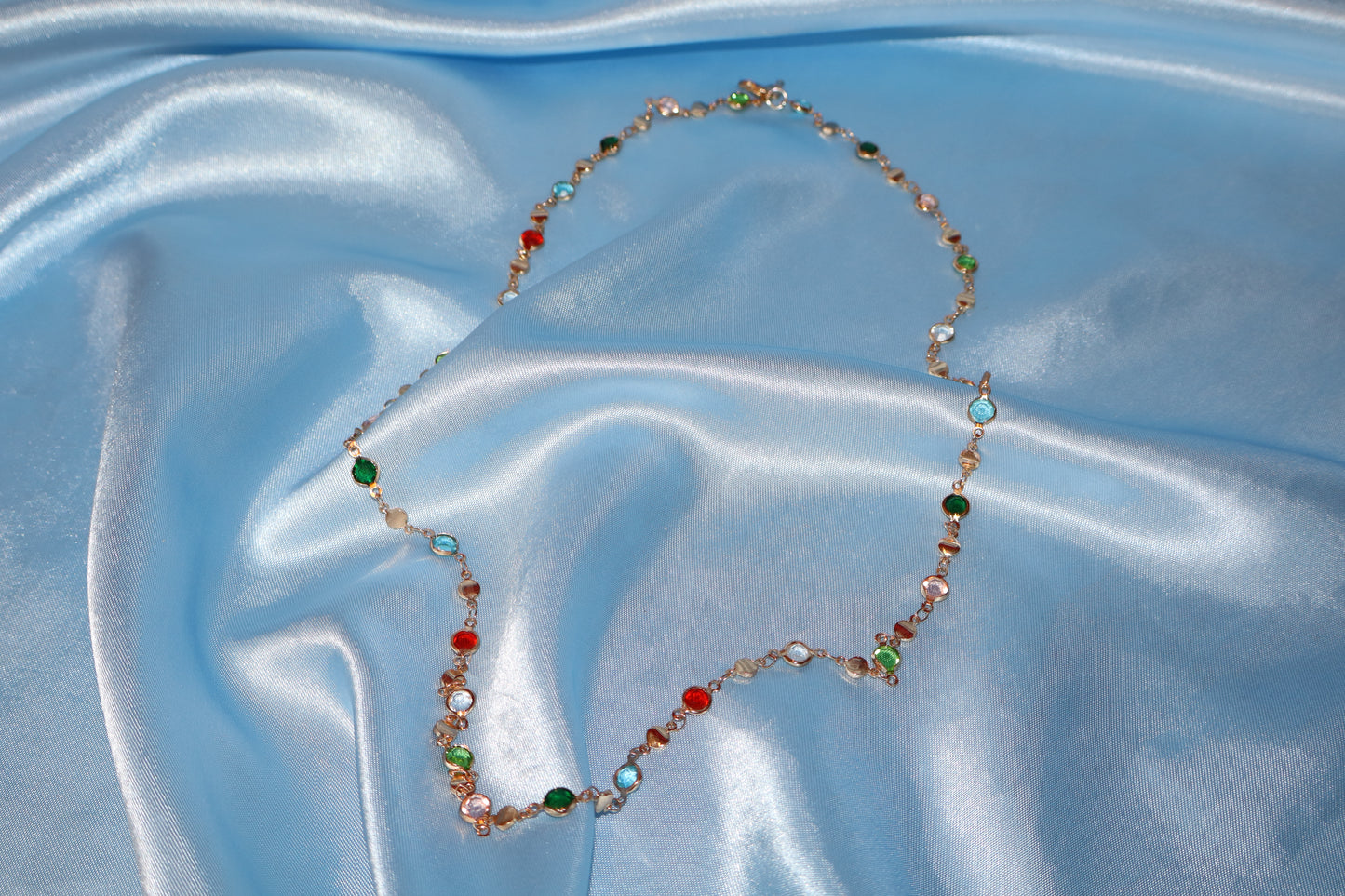 Gold colorful stone necklace/ waist chain