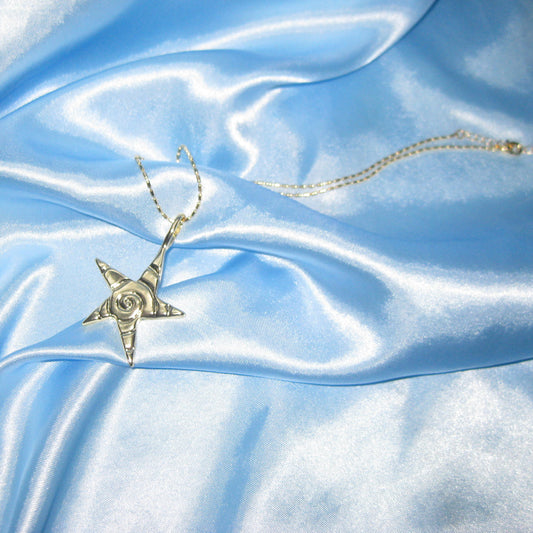 yellow golden spiral star pendant necklace