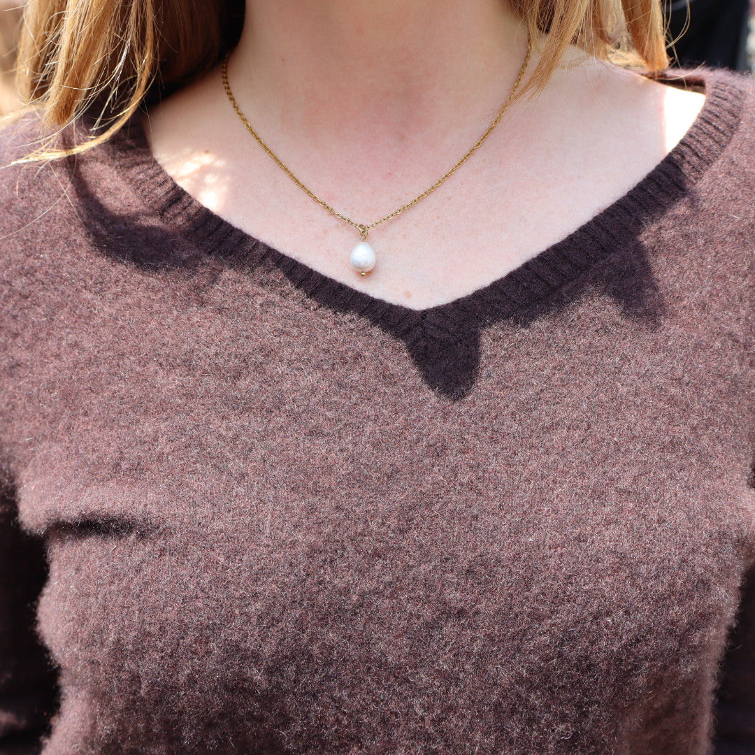 Pearl drop 18k gold plated necklace