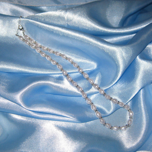 silver pearl beaded necklace