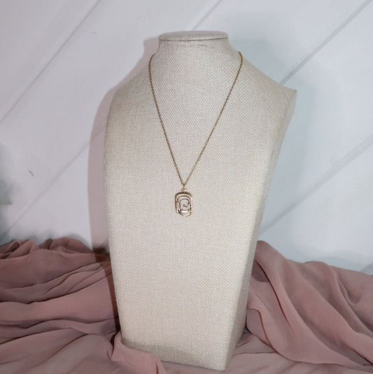 rectangle spiral necklace in gold