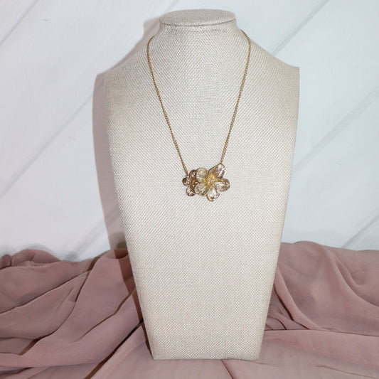 double flower gold necklace