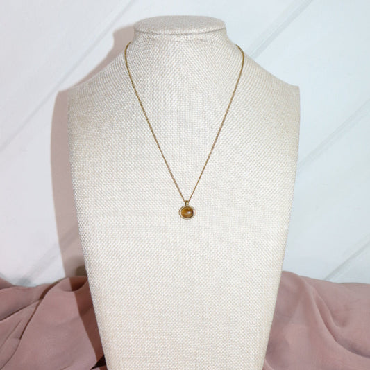 18k gold plated tigers eye mini necklace