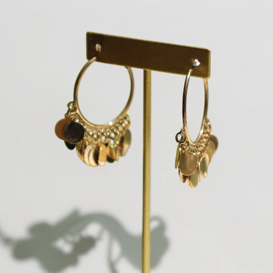 Golden 2000's Coin Hoop Earrings
